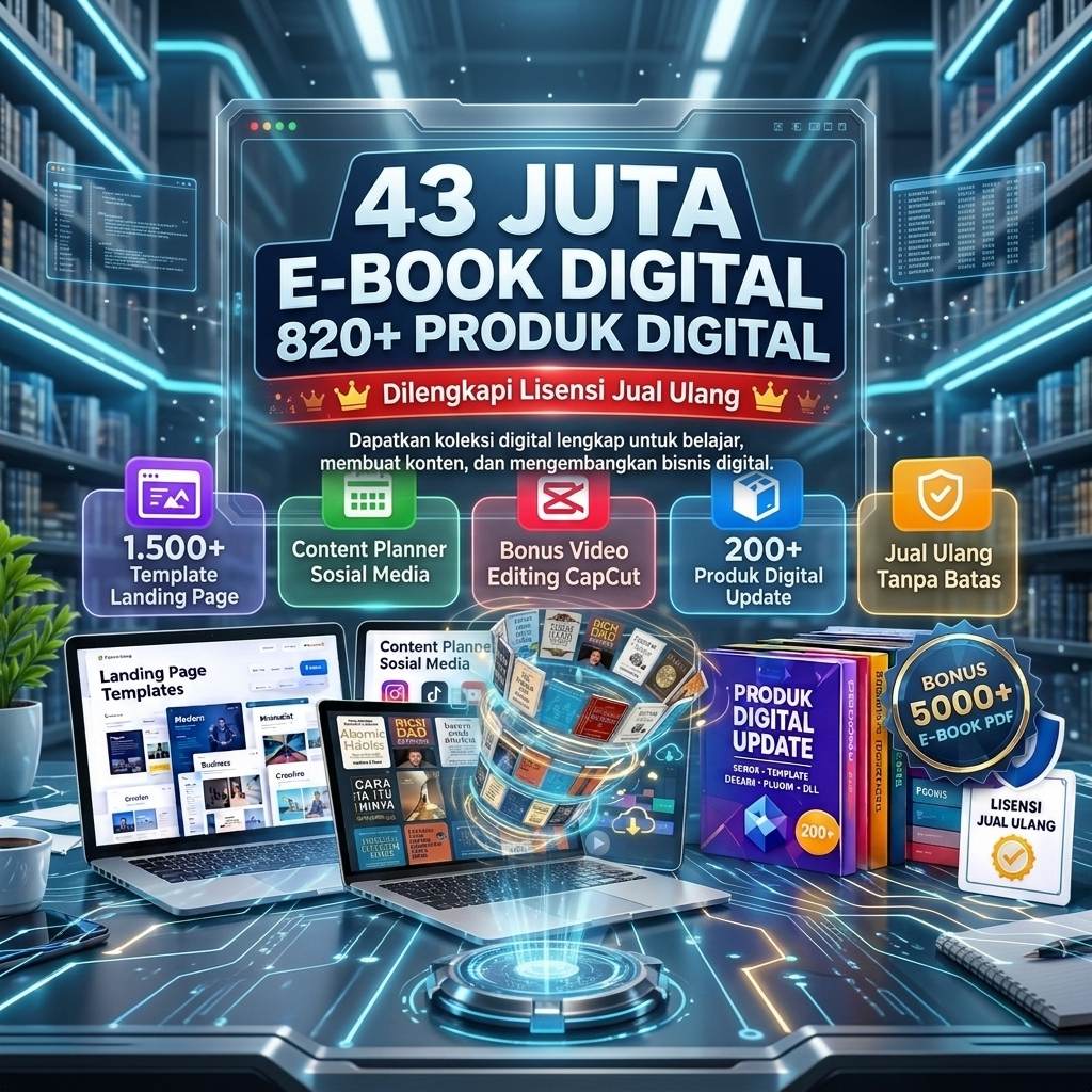43 JUTA E-BOOK, 820+ PRODUK DIGITAL 🔥